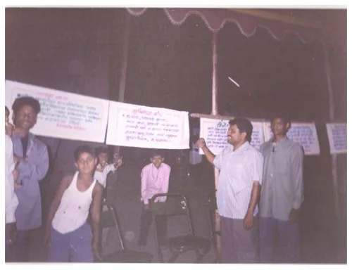 Participants presenting exhibition panels on Dr. Babasaheb Ambedkar’s ideas